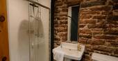 Bathroom with a hot shower