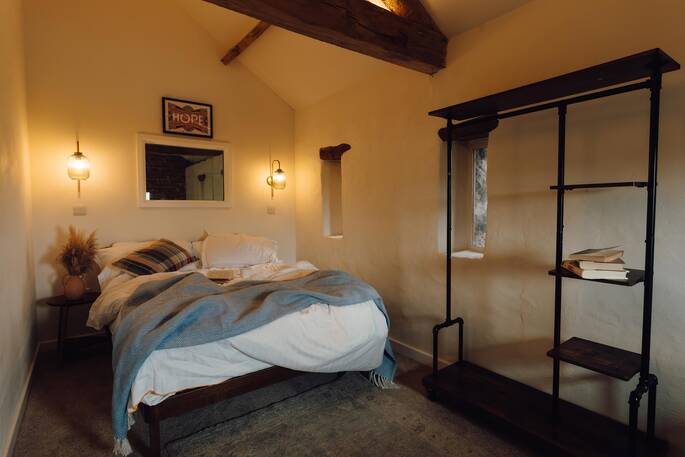 double bed in spare bedroom