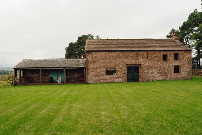 High barn exterior and private garden