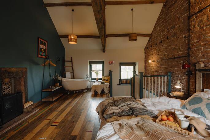 Open plan bedroom
