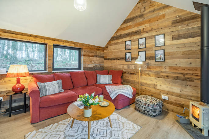 Merlin, The Lost Cabins living room, Edenhall Estate, Penrith, Cumbria