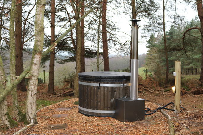 Merlin, The Lost Cabins - the hot tub, Edenhall Estate, Penrith, Cumbria