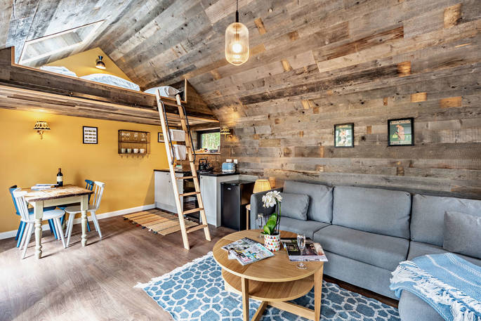 Romey, The Lost Cabins - interior, Edenhall Estate, Penrith, Cumbria