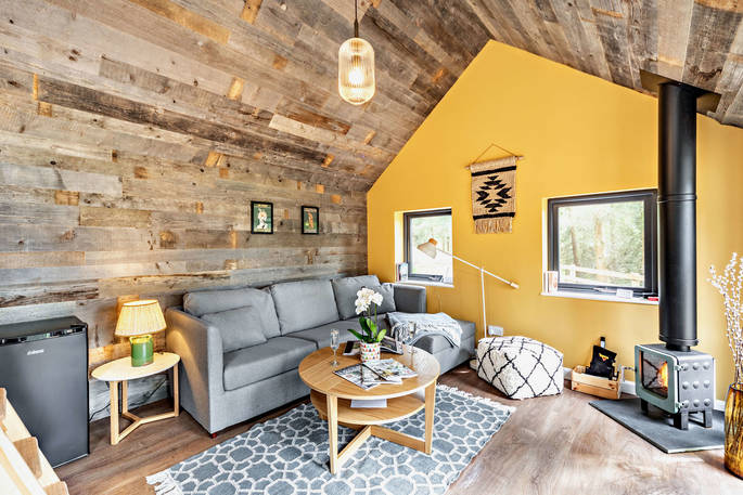 Romey, The Lost Cabins - living room, Edenhall Estate, Penrith, Cumbria