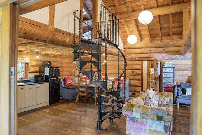 Open plan living and stairs