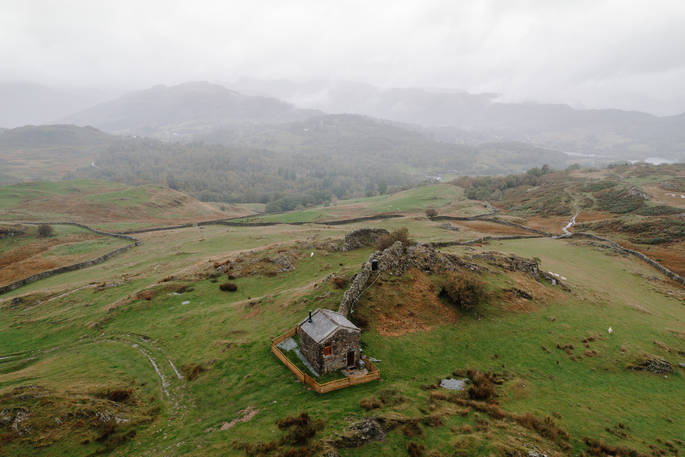 The Hog House bothy - drone shoot, Coniston, Cumbria