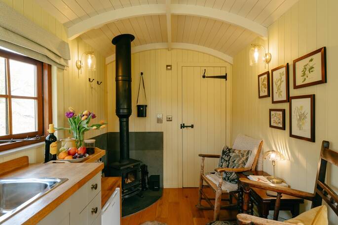 Living area and wood burner