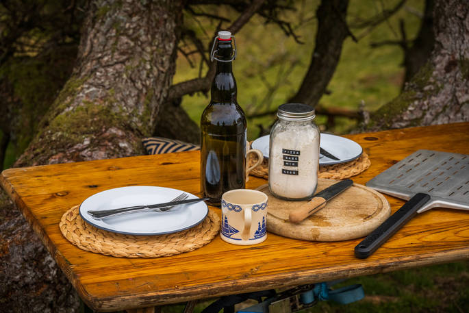 Hinterlandes Hidden Hut cabin outdoor dining experience, Lake District, Lorton, Cumbria