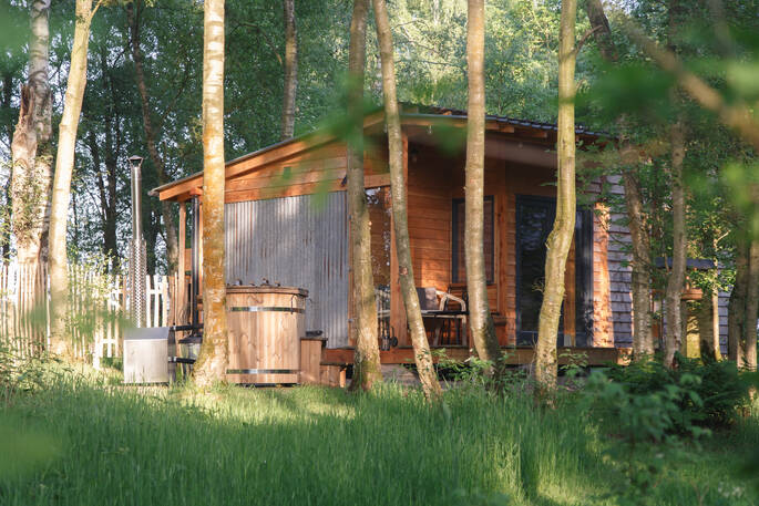 Cabin and hot tub