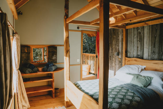 Silva Treehouse double bedroom, Into the Woods. Penrith, Cumbria