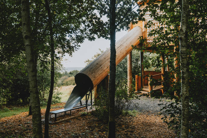 Silva Treehouse slide to the woods, Into the Woods. Penrith, Cumbria