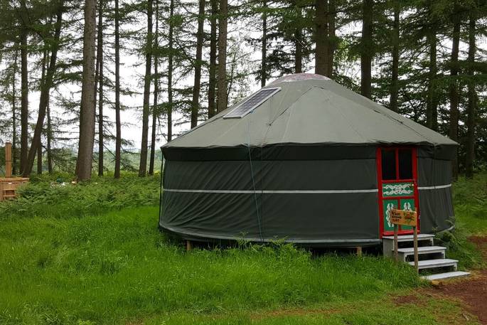 netherby woodland yurt exterior hot tub