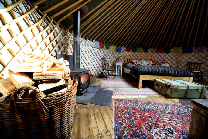 netherby woodland yurt interior wood burner