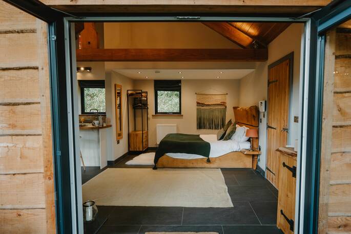 Double doors to bedroom