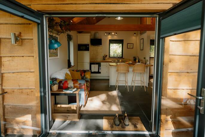 Double doors to living room