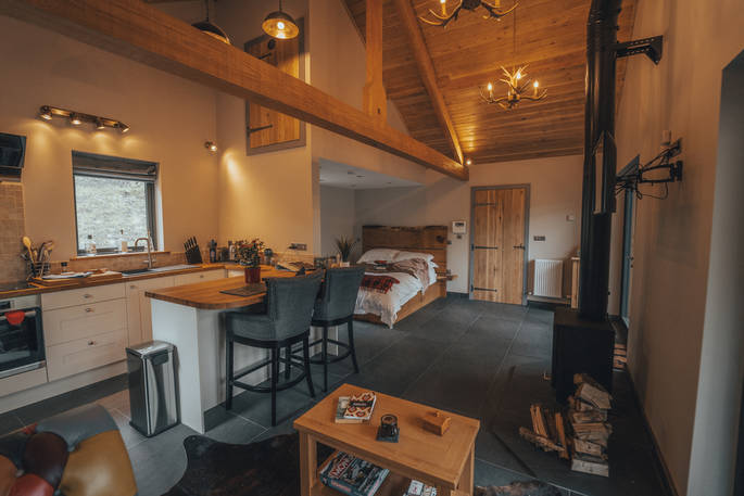 Edens Vale Lodge cabin interior, River House, Penrith, Cumbria