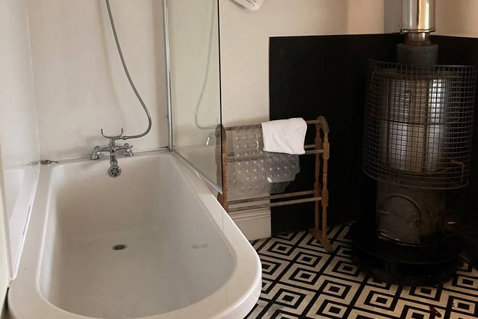 The Gritstone safari tent bath tub, The Gathering, Hope Valley, Derbyshire