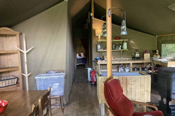 The Gritstone safari tent, The Gathering, Hope Valley, Derbyshire
