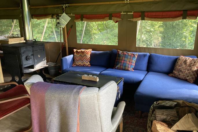 The Gritstone safari tent, The Gathering, Hope Valley, Derbyshire