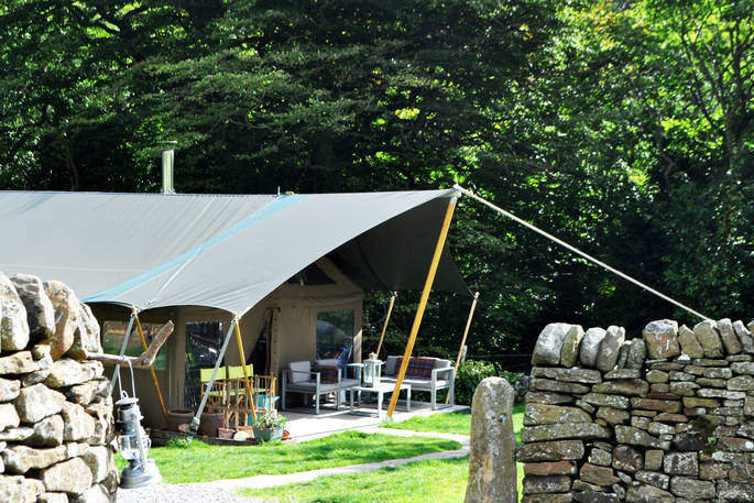 The Gritstone safari tent, The Gathering, Hope Valley, Derbyshire