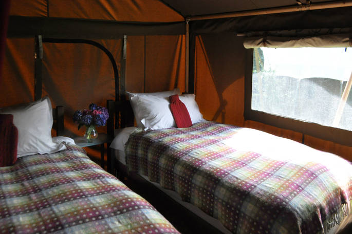 The Ryedale safari tent twin beds, The Gathering, Hope Valley, Derbyshire