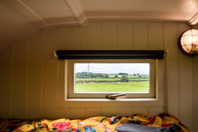 view from the bed at Jennings horsebox in Derbyshire