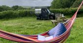 Fallows Leap shepherds hut hammock at Ash Park Farm, Okehampton, Devon