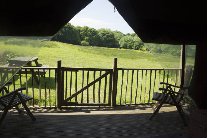 Relax on the outdoor seating and enjoy beautiful countryside views from Northcott, Devon