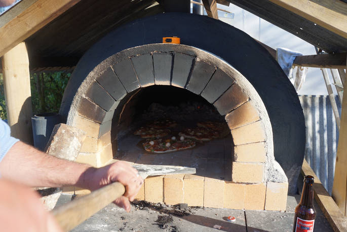 The wood fired pizza oven at Berridon Farm, Devon