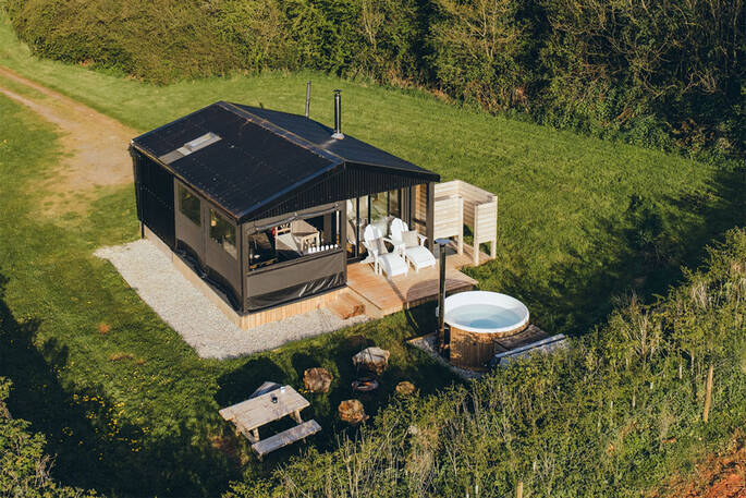 Aerial view of the cabin