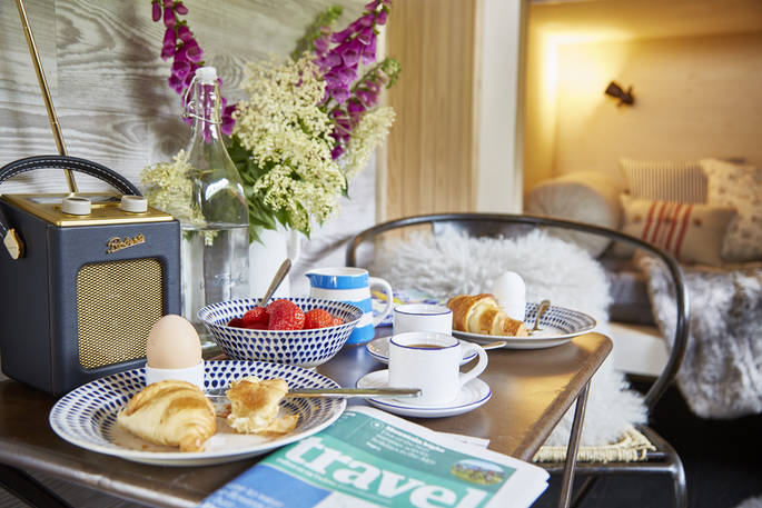 Order a breakfast hamper and enjoy fresh croissants and eggs in the morning