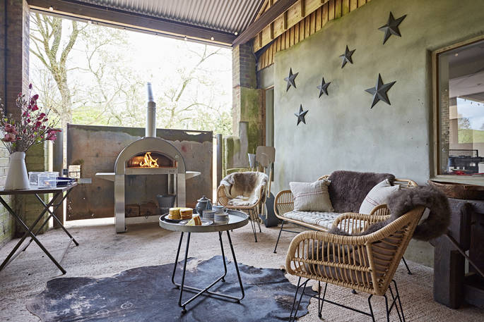 The pizza oven barn at Brownscombe in Devon