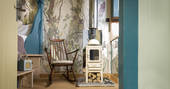 Lounge in the rocking chair in front of the woodburner, toasty and warm inside Brownscombe Tabernacle 