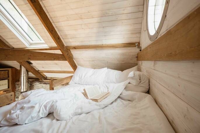 Comfortable king size bed inside