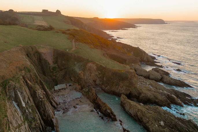 The beach hut at sunset