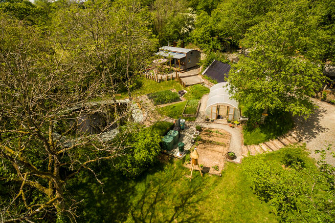 A birds-eye view of your very own piece of land at Carpenter Cabin in Devon