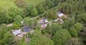 The Devon Den cabin aerial view, Germansweek, Devon