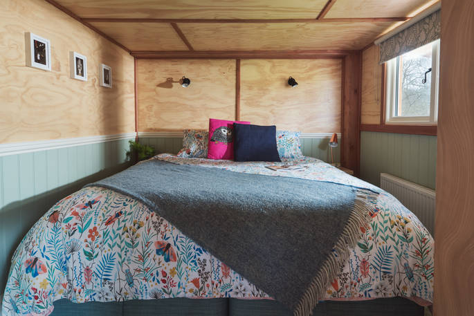 The Devon Den cabin double bedroom, Germansweek, Devon