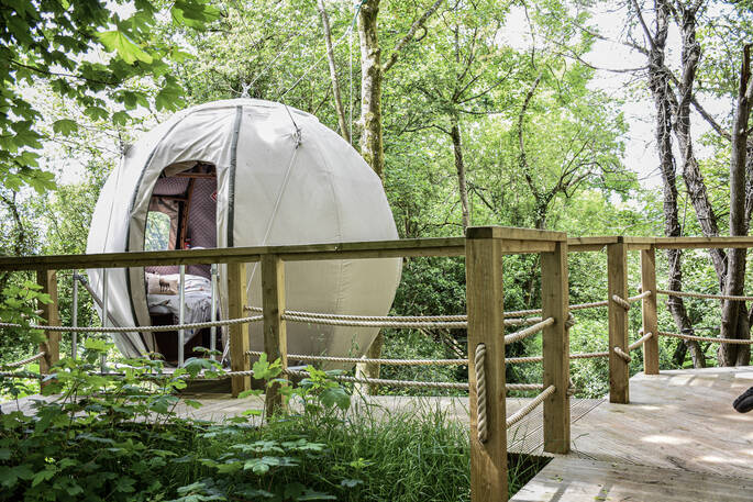 A look into the tree tent at Pheasants Retreat in Devon