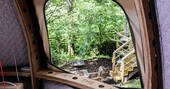 A view of the fire-pit from your window at The Pheasant's Retreat in Devon
