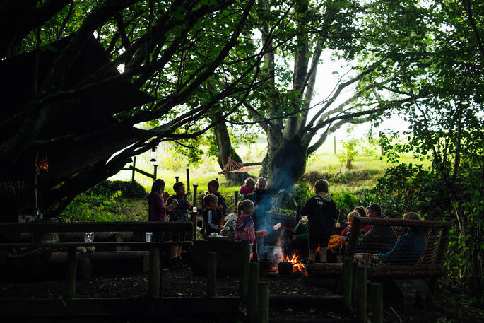 Campfires and family get togethers at Vintage Vardos in Devon