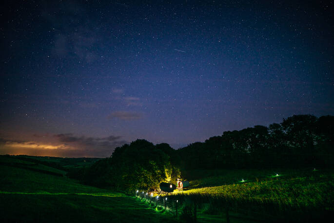 Catch sight of a shooting star at Vintage Vardos in Devon
