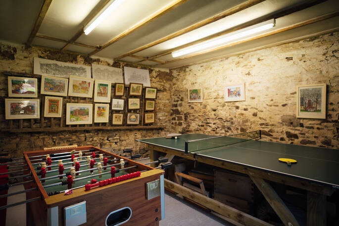 The games room for rainy days at Vintage Vardos in Devon