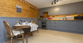 Kitchen equipped with an oven, hob, kettle, toaster and cooking utensils