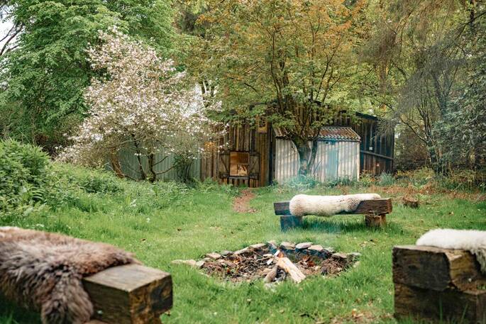 firepit area and outdoor seating