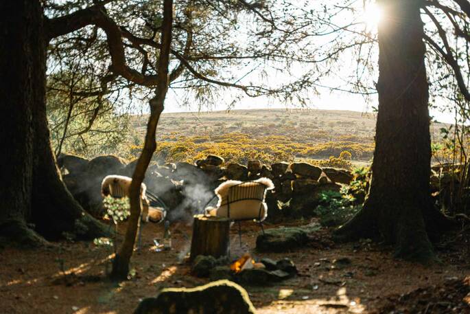Outdoor seating wtih a view to the moor