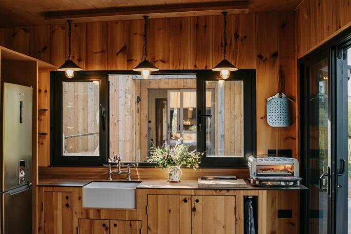 Pizza oven and kitchen in the second cabin