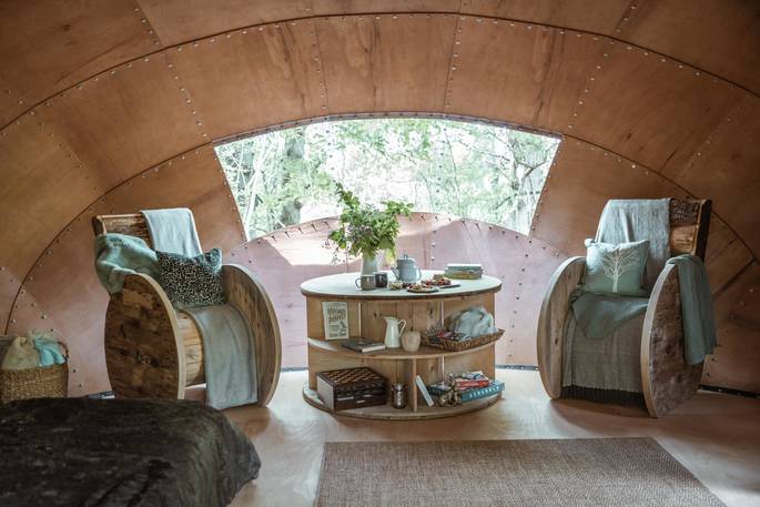 Hush cabin truffle dome - inside sitting area, Honeydown at Hatherleigh, Devon