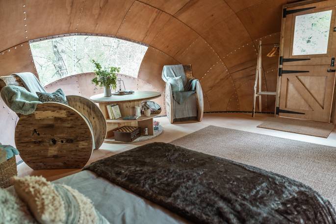 Hush cabin truffle dome - view from the bed, Honeydown at Hatherleigh, Devon