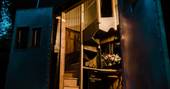 honeyside down cosy cabin oakhampton devon holidays exterior at night